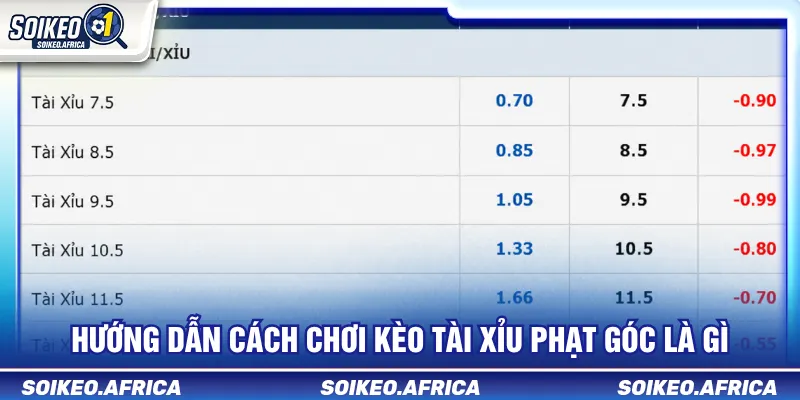 Odds và mốc tài xỉu phạt góc trước trận